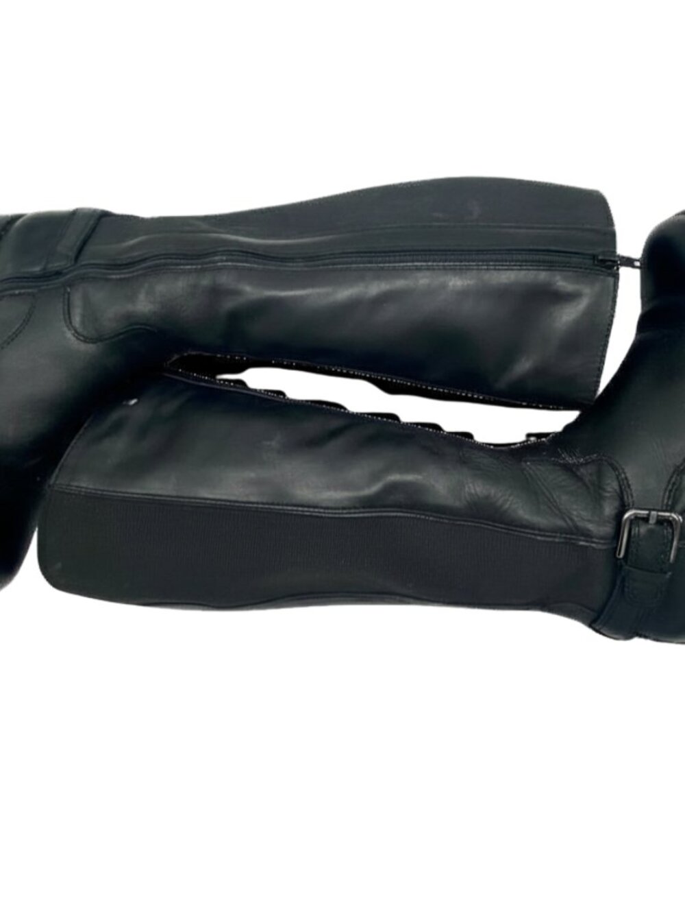 La Canadienne Stefanie Knee High Black Boot Round Toe Buckle Zip US 7.5M - Picture 6 of 10
